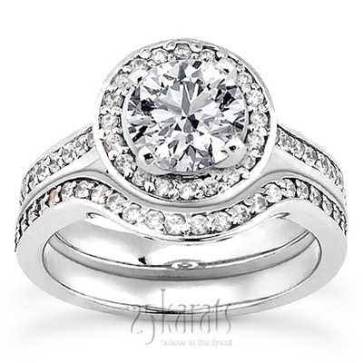 Halo Style Hidden Hearts Diamond Engagement Ring ( 0.31 ct. tw. ) - view 3