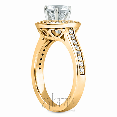 Halo Style Hidden Hearts Diamond Engagement Ring ( 0.31 ct. tw. ) - view 5