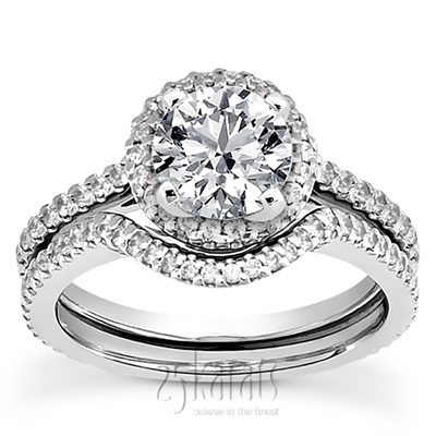 Shared Prong Halo Diamond Engagement Ring (0.51 ct. tw.) - view 3