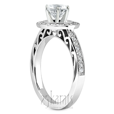 Halo Style Filigree Diamond Engagement Ring (0.31 ct.tw.) - view 2