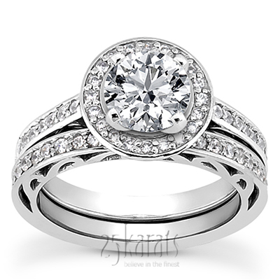 Halo Style Filigree Diamond Engagement Ring (0.31 ct.tw.) - view 3