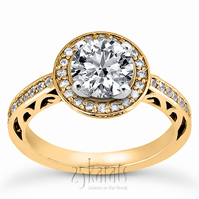 Halo Style Filigree Diamond Engagement Ring (0.31 ct.tw.) - view 4