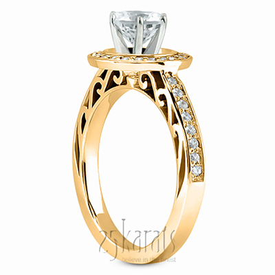 Halo Style Filigree Diamond Engagement Ring (0.31 ct.tw.) - view 5