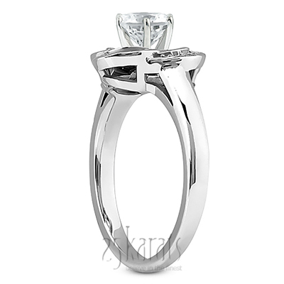 Floral Halo Bead Set Diamond Engagement Ring (0.12 ct. tw.) - view 2