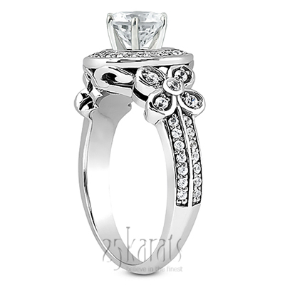 Halo Diamond Engagement Ring With Floral Design ( 0.35 ct. tw.) - view 2