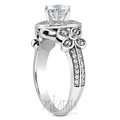 Halo Diamond Engagement Ring With Floral Design ( 0.35 ct. tw.) - view 2 of 6