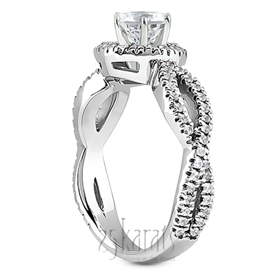 Bow Shank Halo Style Diamond Engagement Ring (0.45 ct. t.w.) - view 2