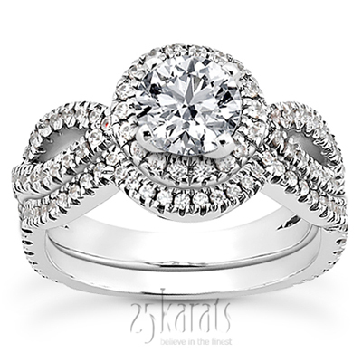 Bow Shank Halo Style Diamond Engagement Ring (0.45 ct. t.w.) - view 3 of 8