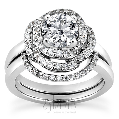 Fancy Halo Style Diamond Engagement Ring (0.43 ct. tw.) - view 3