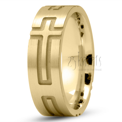 Cross Design Fancy Wedding Band - view 2