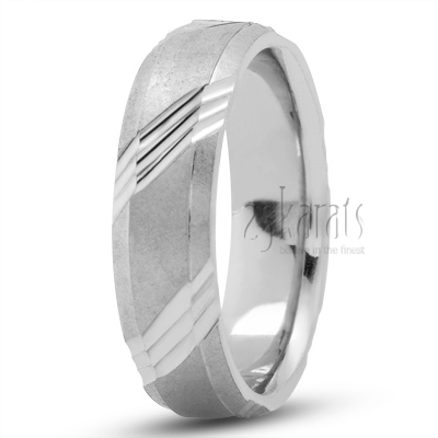 Diagonal Carved Designer Wedding Ring - view 2