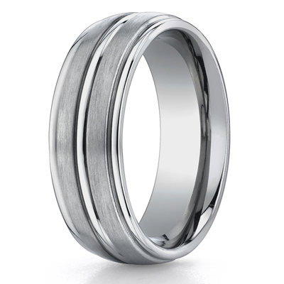 Titanium 8mm Comfort-Fit Satin-Finished Round Edge Design Ring - view 1 of 2