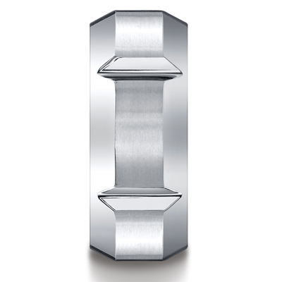 Cobaltchrome™ 10mm Comfort-Fit Satin-Finished, High Polished Grooves & Beveled Edge Design Ring - view 2