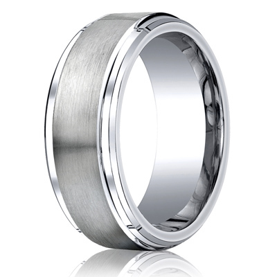 Cobaltchrome™ 9mm Comfort-Fit Satin-Finished Stair-Step Edge Design Ring - view 1 of 2