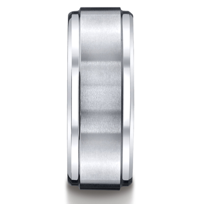 Cobaltchrome™ 9mm Comfort-Fit Satin-Finished Stair-Step Edge Design Ring - view 2