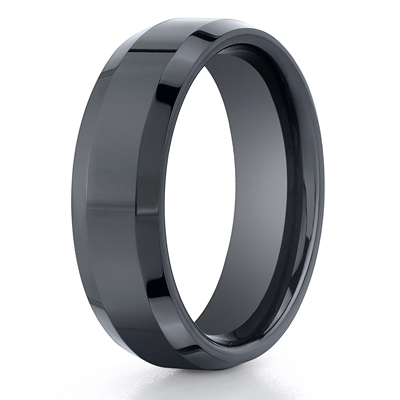 Ceramic 7mm Comfort-Fit High Polished Beveled Edge Design Ring - view 1 of 2