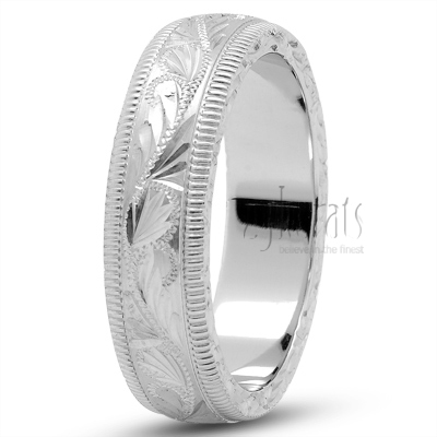 Floral Carved Wedding Band - view 2