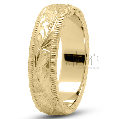 Floral Carved Wedding Band - view 3