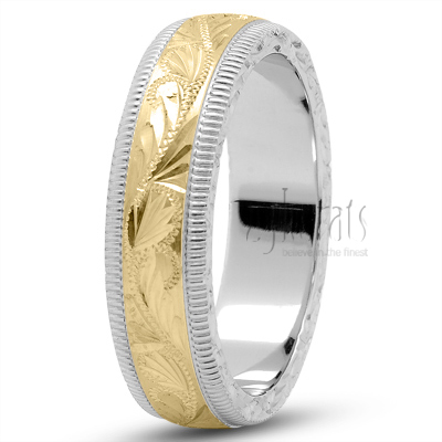 Floral Carved Wedding Band - view 4