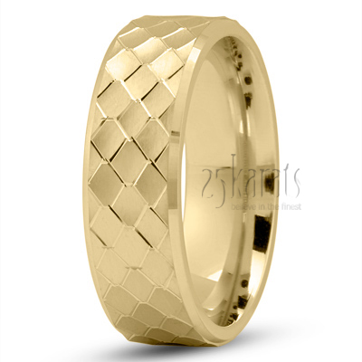 Contemporary Diamond Cut Wedding Band - view 2