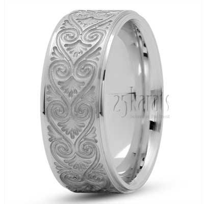 Lovely Heart Pattern Wedding Band  - view 2