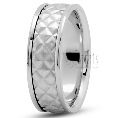 Fine Embossed Wedding Band - view 2