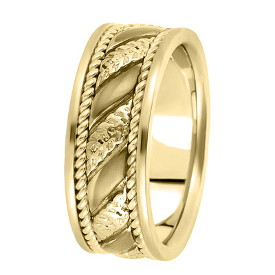 Grooved Hand Woven Wedding Band  - view 4 of 5