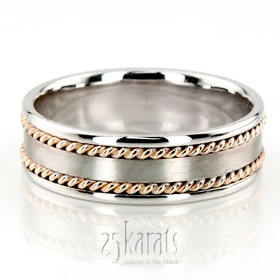 Double-braided Two-Tone Hand Woven Wedding Band 