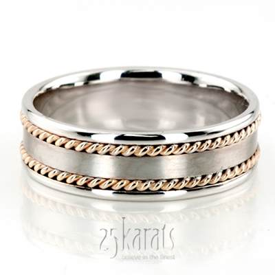 Double-braided Two-Tone Hand Woven Wedding Band  - view 1 of 1