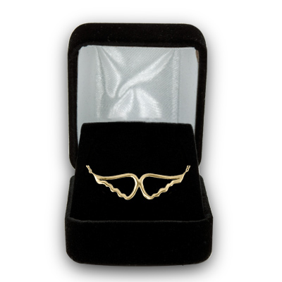 14K Yellow Gold Solid Angel Wings Pendant 