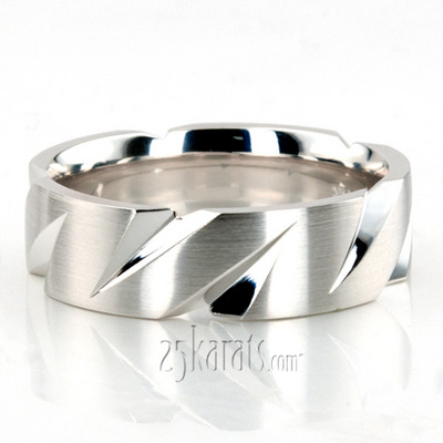 Extravagant Diagonal Cut Basic Wedding Band 