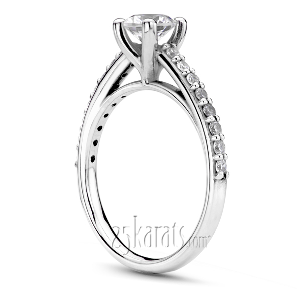 Contemporary Shared Prong  Engagement Ring - view 2