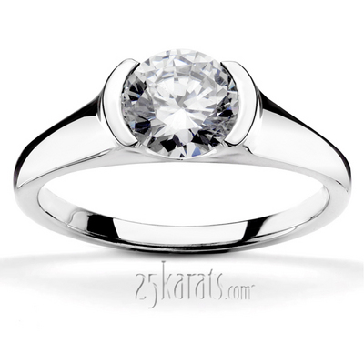 Half Bezel Contemporary Solitaire Engagement Ring  - view 1 of 6