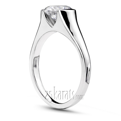 Half Bezel Contemporary Solitaire Engagement Ring  - view 2 of 6