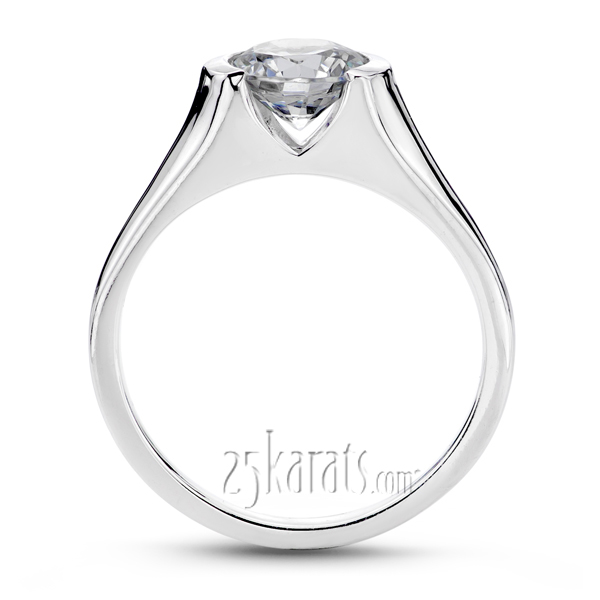 Half Bezel Contemporary Solitaire Engagement Ring  - view 3