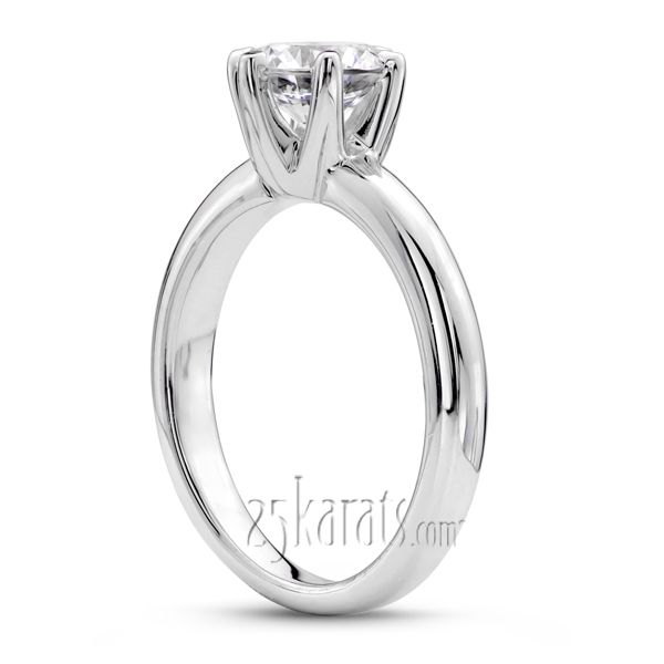 Round Cut Plain Diamond Bridal Ring Six Prong Setting - view 2