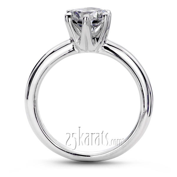 Round Cut Plain Diamond Bridal Ring Six Prong Setting - view 3