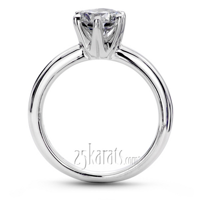 Round Cut Plain Diamond Bridal Ring Six Prong Setting - view 3 of 5