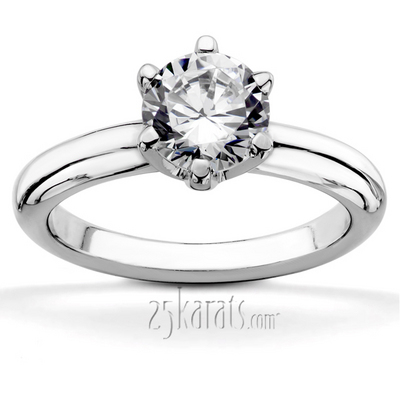 6 Prong Round Cut Plain Diamond Bridal Ring 