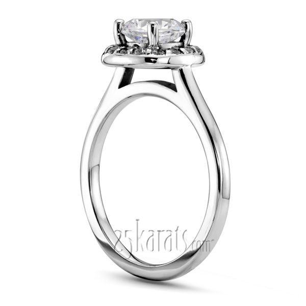 Cushion Center Halo Style Bead Set Engagement Ring (1/5 ct. t.w.) - view 2