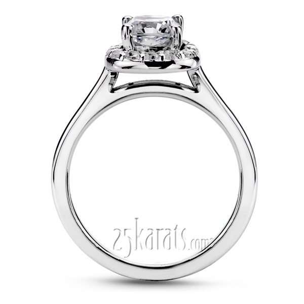 Cushion Center Halo Style Bead Set Engagement Ring (1/5 ct. t.w.) - view 3