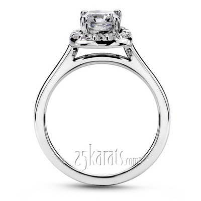 Cushion Center Halo Style Bead Set Engagement Ring (1/5 ct. t.w.) - view 3 of 4