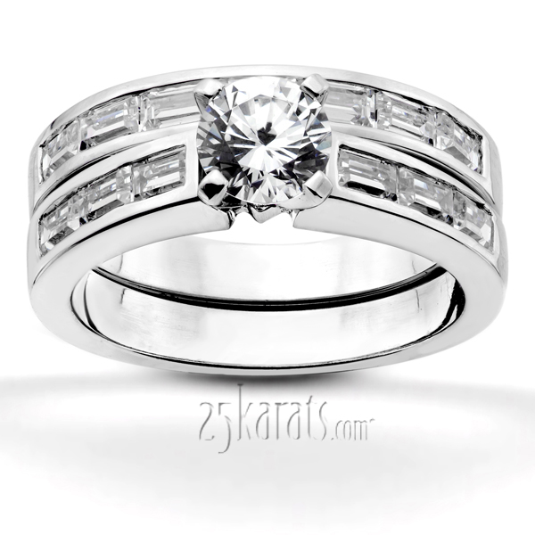 0.49 ct. Baguette Cut Channel Set Diamond Wedding Ring - view 4