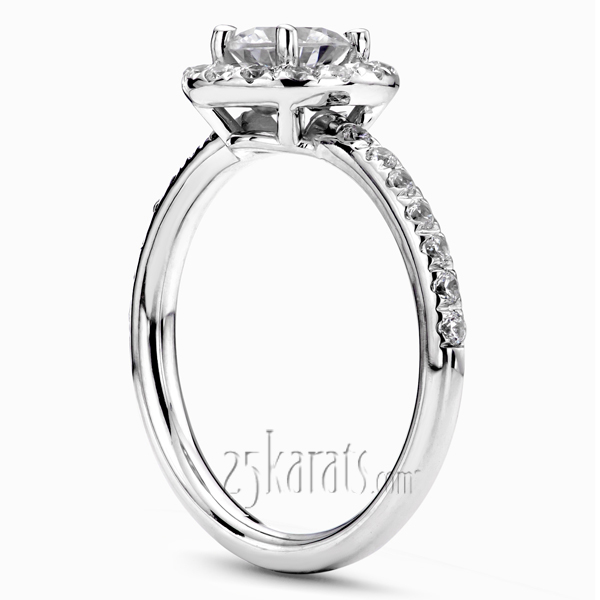 Pave Set Halo Engagement Ring For Prong Center (0.45 - 0.60 ct. tw.) - view 2