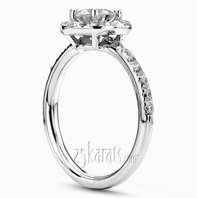 Pave Set Halo Engagement Ring For Prong Center (0.45 - 0.60 ct. tw.) - view 2 of 4