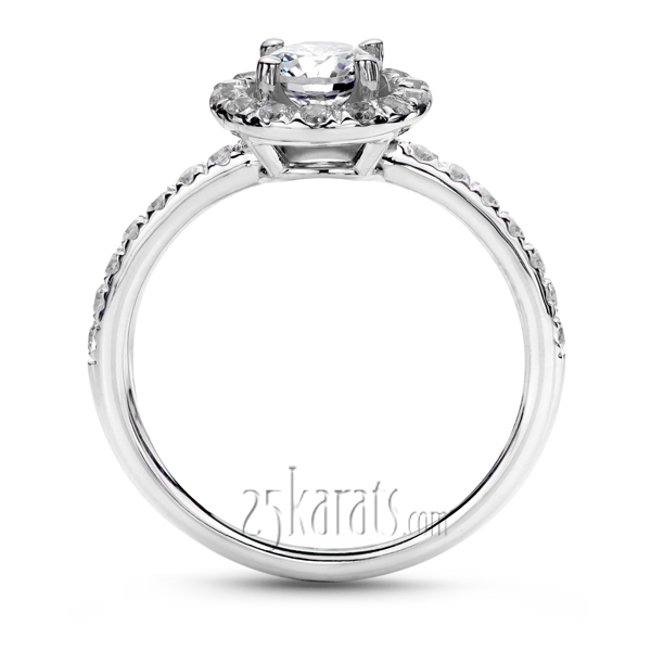 Pave Set Halo Engagement Ring For Prong Center (0.45 - 0.60 ct. tw.) - view 3