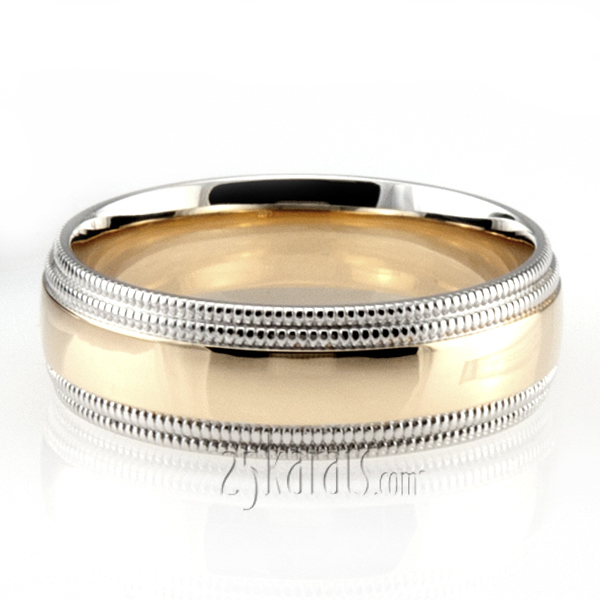 Double Milgrain Basic Design Wedding Band  - view 5