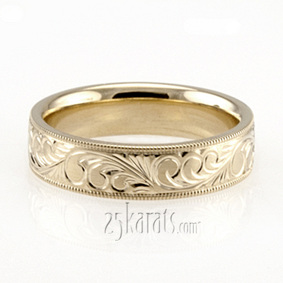 Milgrain Edge Fancy Carved Wedding Ring  - view 4 of 5