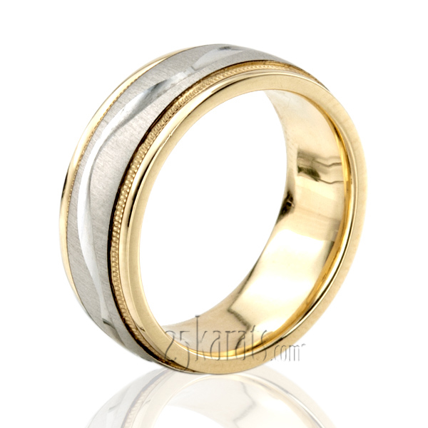 Wave Design Milgrain Wedding Band  - view 2