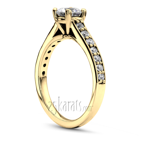 Classic Cathedral  Bead Setting Engagement Ring - view 4